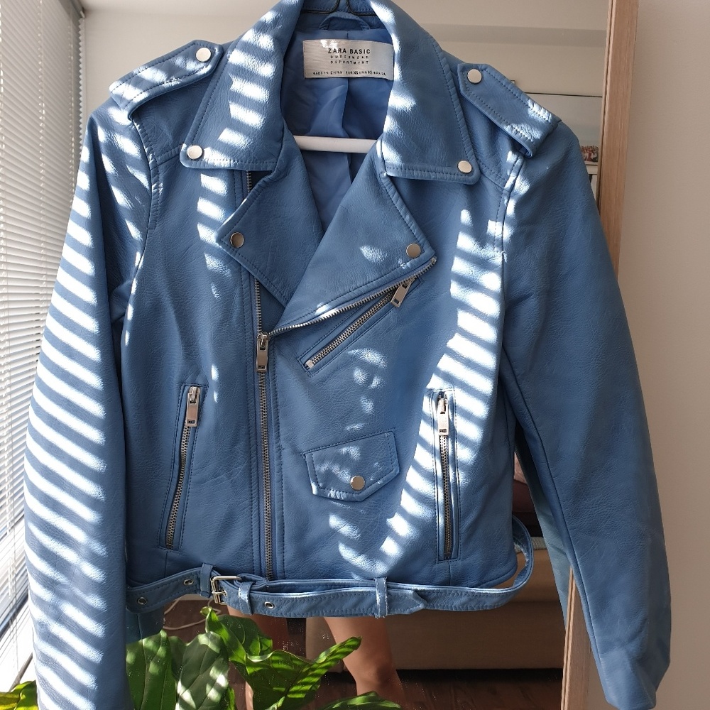 Sky blue moto jacket